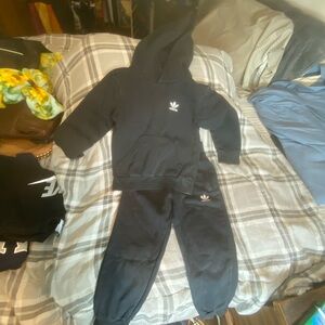 Adidas Kids Black Sweatpants & Hoodie Set